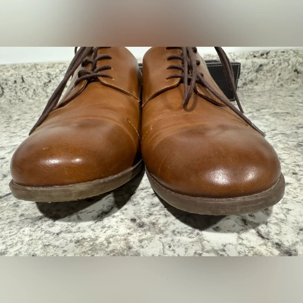 Sonoma Shoes Men’s 12M Brendan Dress Derby Oxford Brown Faux Leather Lace Up